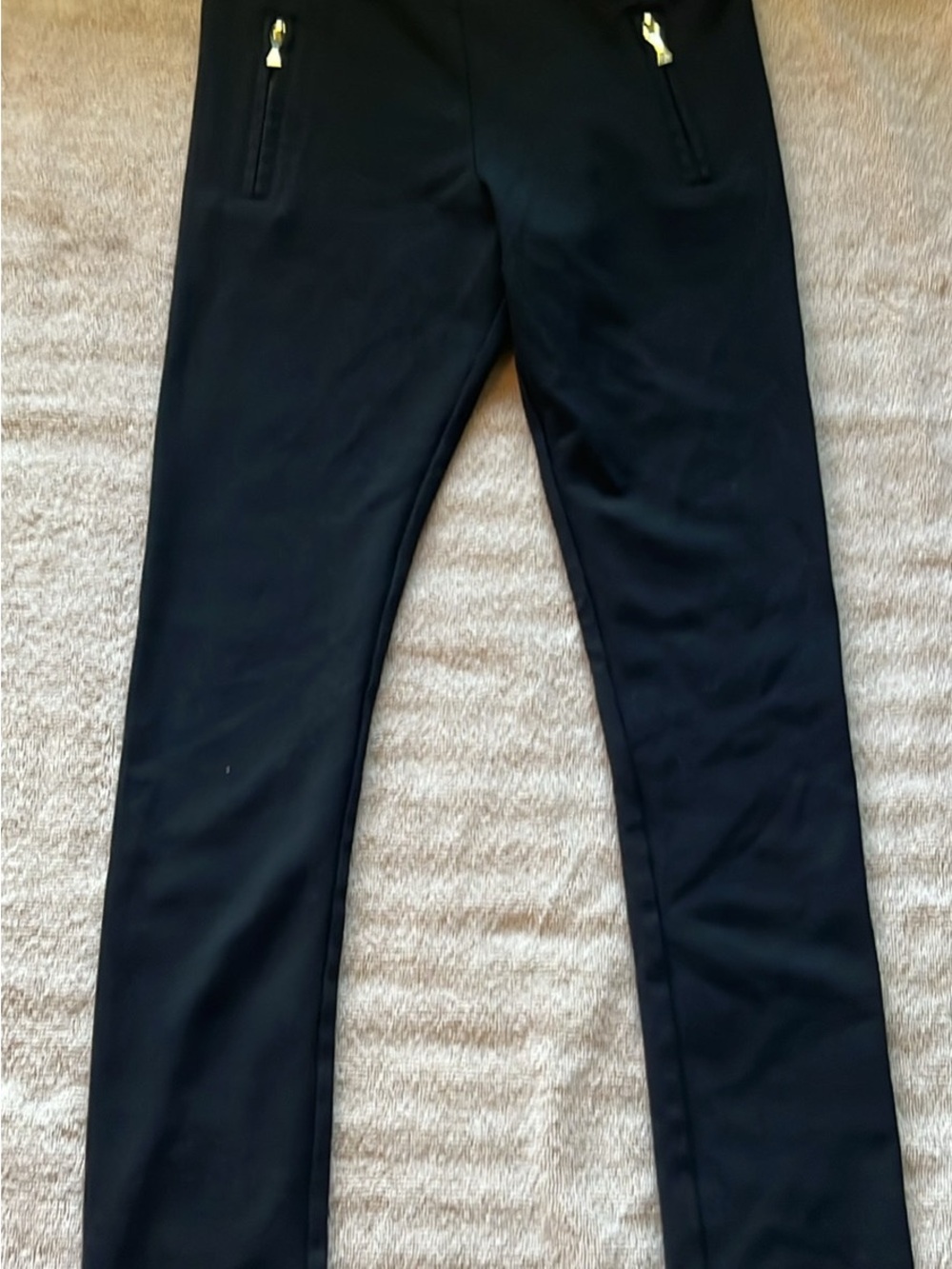 kate spade Girls Black Slim Trousers with Gold Zip Accents